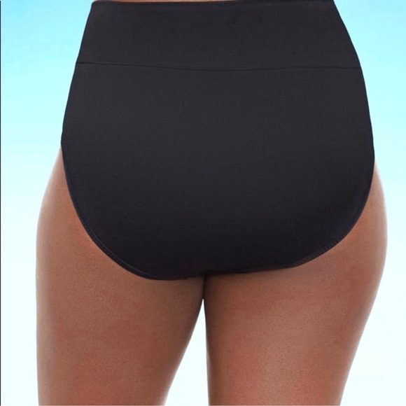 NWT TRIMSHAPER Plus 24 Women's Yoke Brief Swim Bottom High-Waisted Black Bikini - Picture 6 of 9